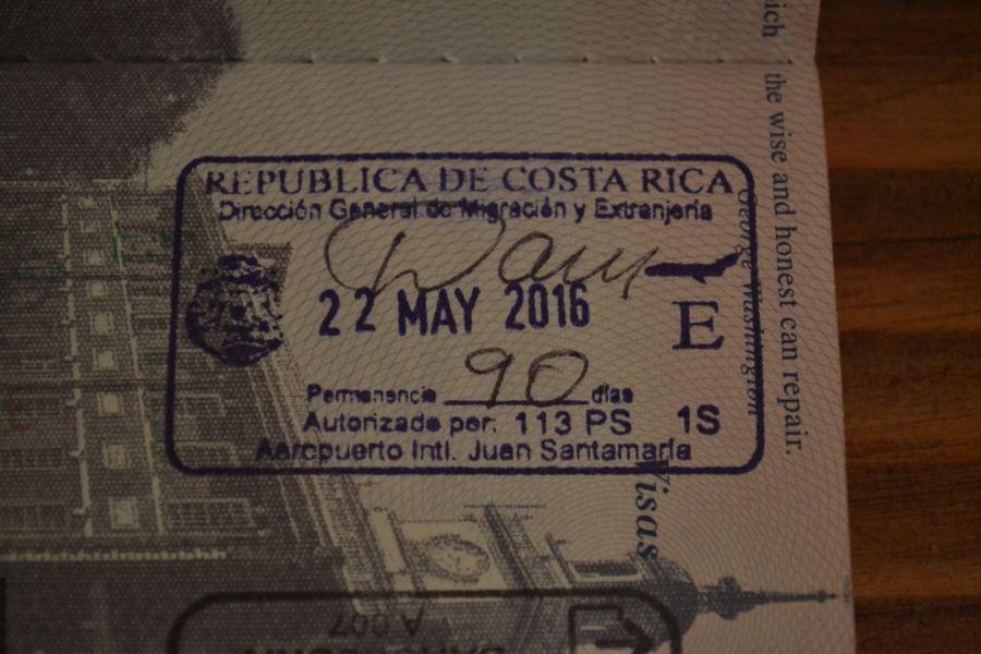 Entry stamp in a passport
